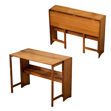 Bamboo Folding Student Desk Study Table Space Saving Large Capacity Storage