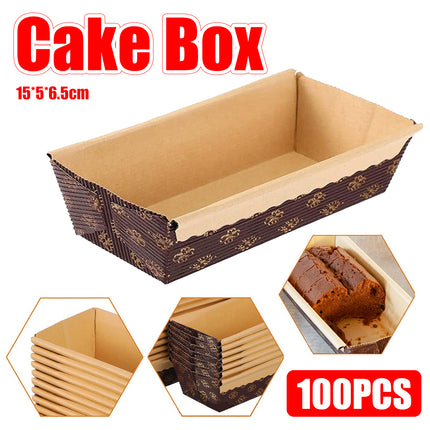 100Pcs Rectangular Cake Cupcake Liners For Baking Muffin And Pastry Use