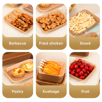 100PCS Kraft Paper Plates Lunch Box Food-Grade Water abd Oil Repeleent Outdoor