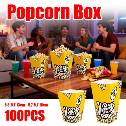 100PCS Party Popcorn Snack Box Oil Proof Disposable Food Container Takeaway