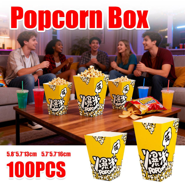 100PCS Party Popcorn Snack Box Oil Proof Disposable Food Container Takeaway