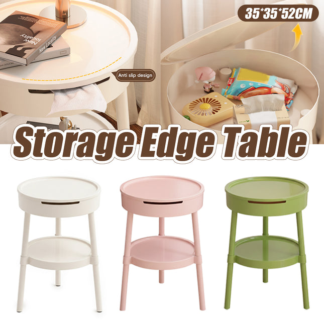 Minimalist Double Layer Small Round Table Build-In Paper Box Space Saving