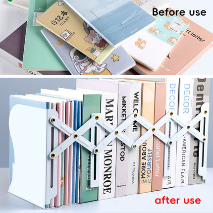 Extendable Metal Desktop Book Storage Rack Bookshelf Space Saving Adjustable