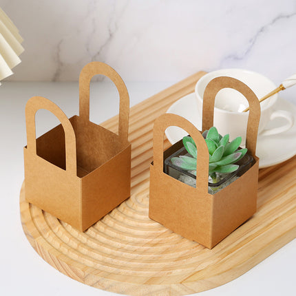 50 Pack Kraft Paper Gift Boxes with Handles Succulent Favour Boxes Party Packaging