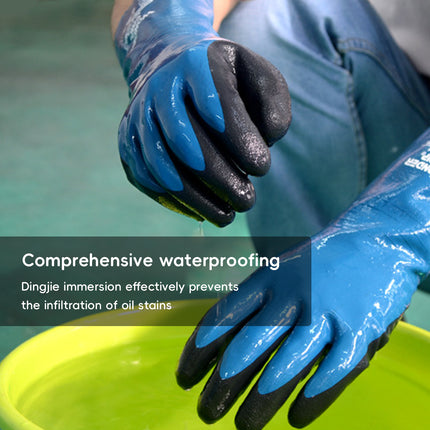 Heavy Duty Nitrile Coated Work Gloves 30cm Long Cuff Oil Resistant Anti Slip