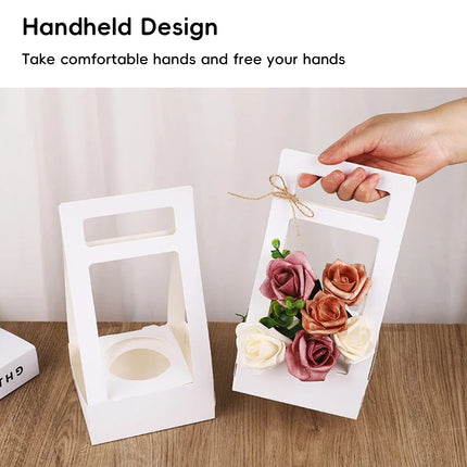 30PCS Flower Gift Packaging Boxes with Handle Durable Birthday Wedding Favors