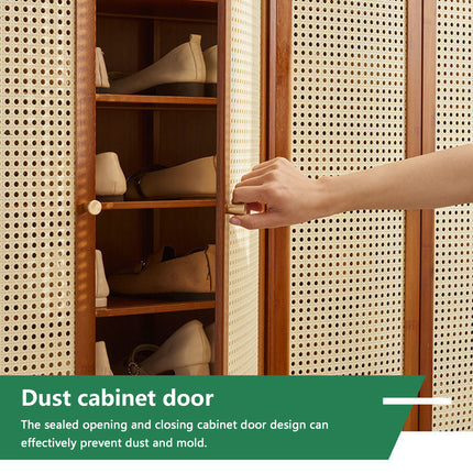 Home Entryway Bamboo Shoe Cabinet With Door Breathable Dustproof Space Saving