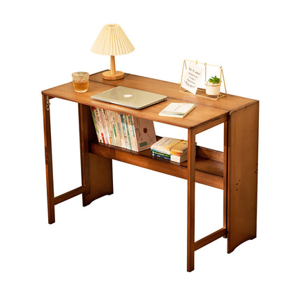 Bamboo Folding Student Desk Study Table Space Saving Large Capacity Storage