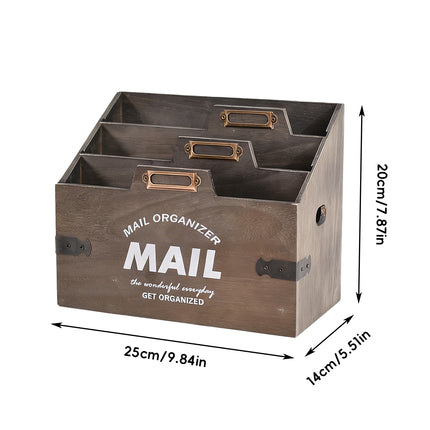 Wooden Storage Box Rectangular 3 Layer Durable for Home Office Desk Organiser