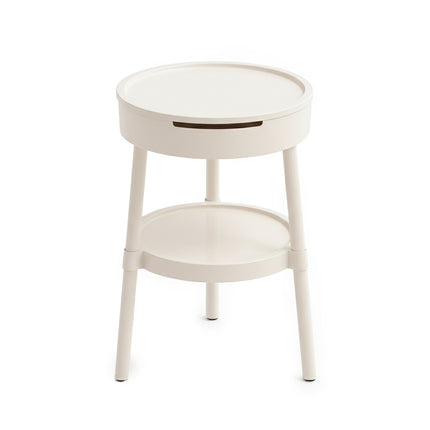 Minimalist Double Layer Small Round Table Build-In Paper Box Space Saving