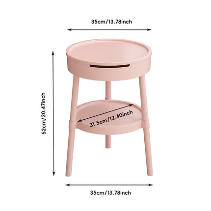 Minimalist Double Layer Small Round Table Build-In Paper Box Space Saving