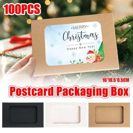 100PCS Windowed Postcard Mailing Box Cardboard Envelope for Packaging Craft Use