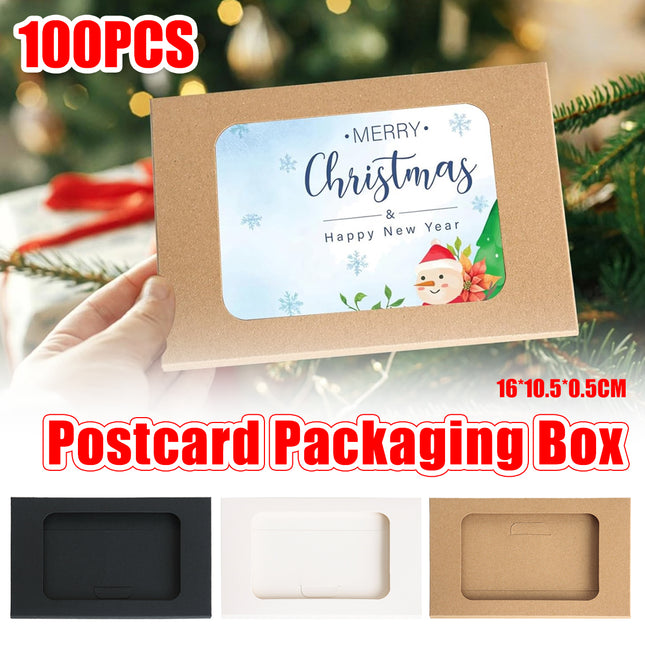 100PCS Windowed Postcard Mailing Box Cardboard Envelope for Packaging Craft Use