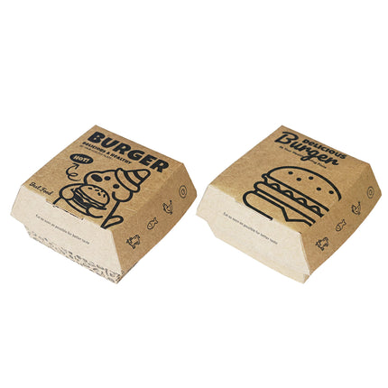 Kraft Burger Takeaway Box 100PCS Food Packaging Container With Vent Hole