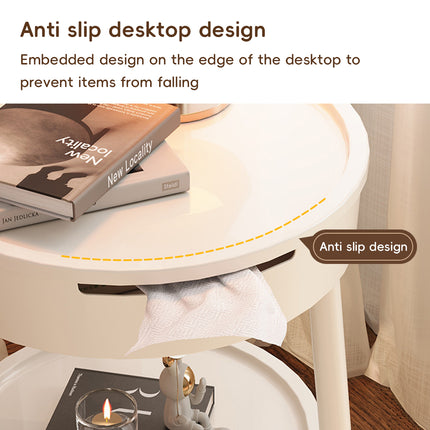 Minimalist Double Layer Small Round Table Build-In Paper Box Space Saving