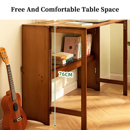 Bamboo Folding Student Desk Study Table Space Saving Large Capacity Storage