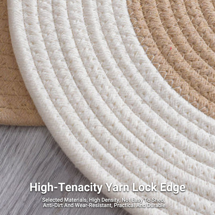 Cotton Floor Mat Oval Non Slip Carpet Household Soft Washable Rug for Bedroom