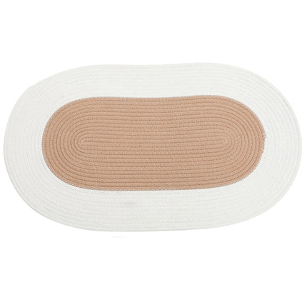 Cotton Floor Mat Oval Non Slip Carpet Household Soft Washable Rug for Bedroom