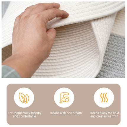 Cotton Floor Mat Oval Non Slip Carpet Household Soft Washable Rug for Bedroom