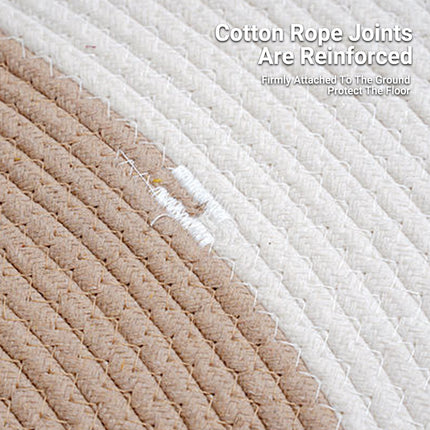 Cotton Floor Mat Oval Non Slip Carpet Household Soft Washable Rug for Bedroom