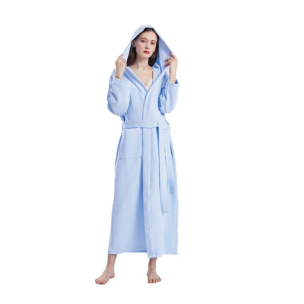 Hotel Cotton Waffle Bathrobe Quick Dry Absorbent Hooded Long Soft Unisex
