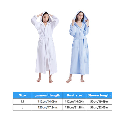 Hotel Cotton Waffle Bathrobe Quick Dry Absorbent Hooded Long Soft Unisex