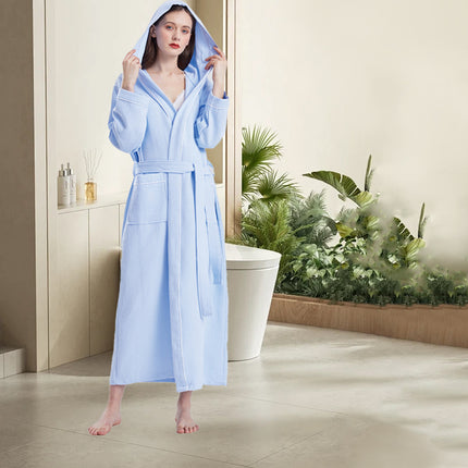 Hotel Cotton Waffle Bathrobe Quick Dry Absorbent Hooded Long Soft Unisex