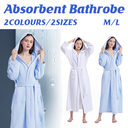 Hotel Cotton Waffle Bathrobe Quick Dry Absorbent Hooded Long Soft Unisex