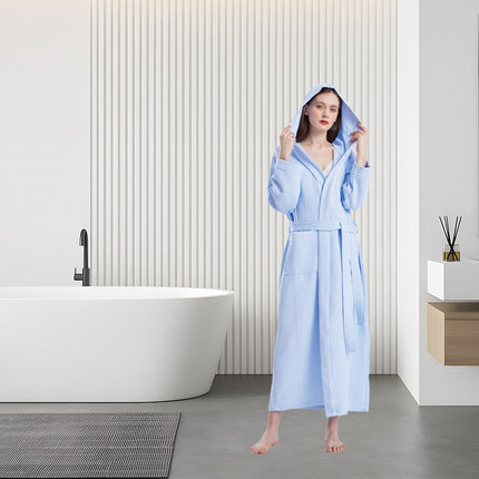Hotel Cotton Waffle Bathrobe Quick Dry Absorbent Hooded Long Soft Unisex