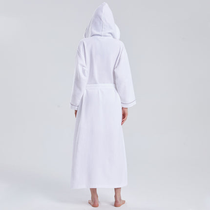 Hotel Cotton Waffle Bathrobe Quick Dry Absorbent Hooded Long Soft Unisex