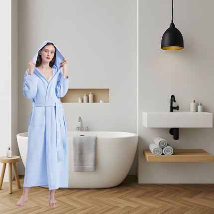 Hotel Cotton Waffle Bathrobe Quick Dry Absorbent Hooded Long Soft Unisex