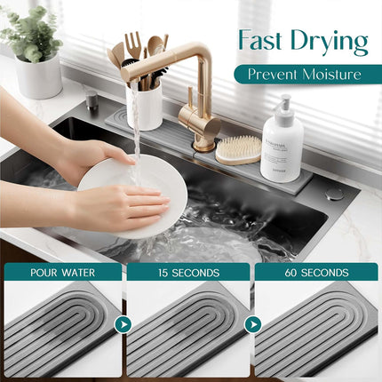 Diatomaceous Earth Faucet Mat Loop Groove Water Absorbent Quick Dry Non-Slip