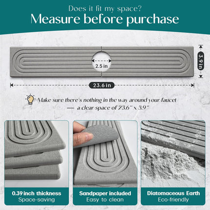 Diatomaceous Earth Faucet Mat Loop Groove Water Absorbent Quick Dry Non-Slip