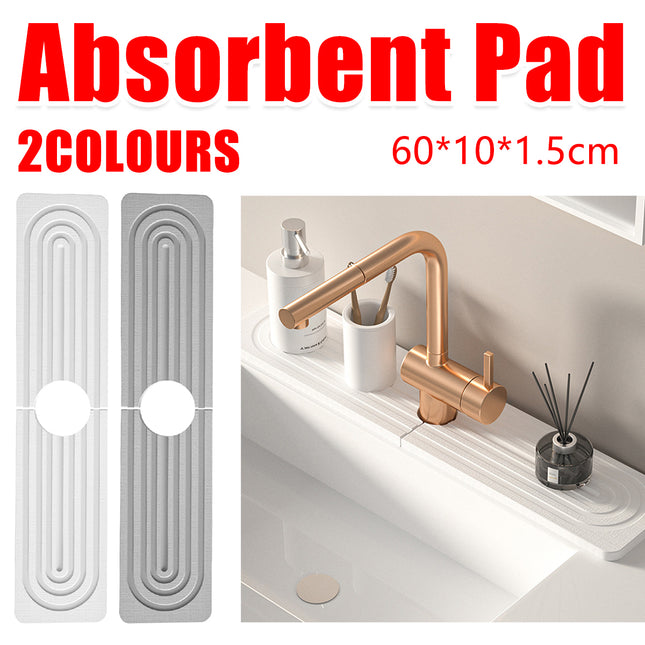 Diatomaceous Earth Faucet Mat Loop Groove Water Absorbent Quick Dry Non-Slip