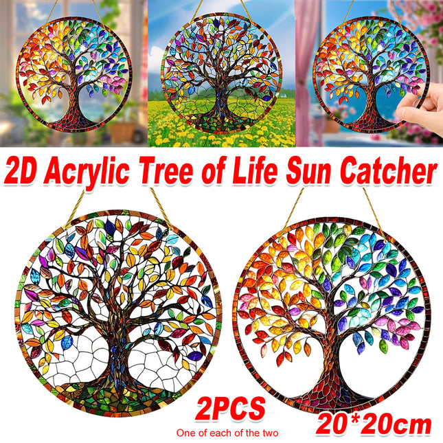 2PCS Sun Catcher Colorful Round Home Interior Exterior Window Wall Decor