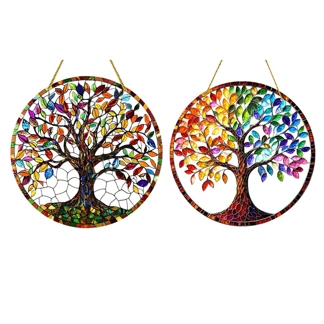 2PCS Sun Catcher Colorful Round Home Interior Exterior Window Wall Decor