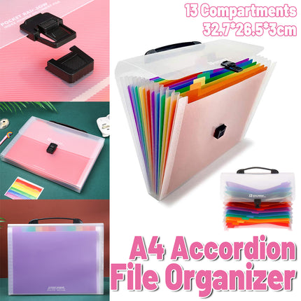 A4 Organ Folder Large Capacity Portable File Bag Colour Document Storage Office