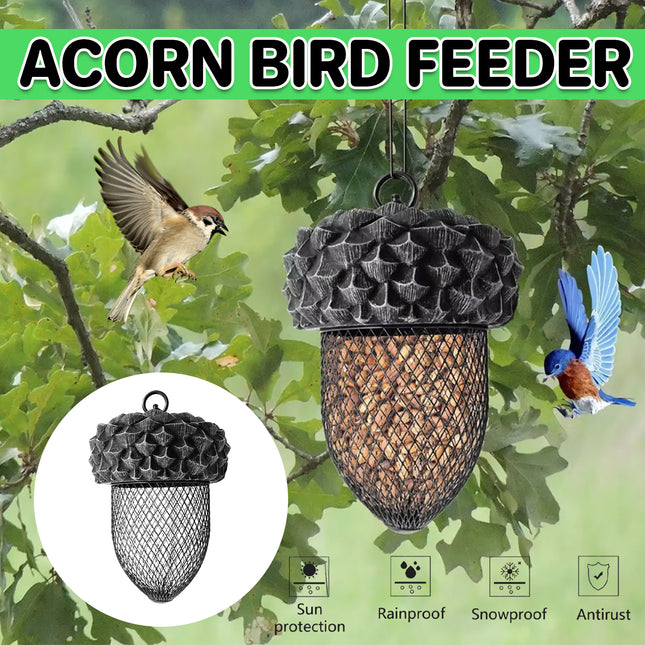 Black Acorn Bird Feeder Durable Antirust for Garden Yard Patio Decoration Use