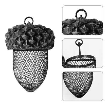 Black Acorn Bird Feeder Durable Antirust for Garden Yard Patio Decoration Use