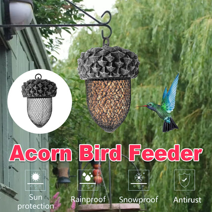 Black Acorn Bird Feeder Durable Antirust for Garden Yard Patio Decoration Use