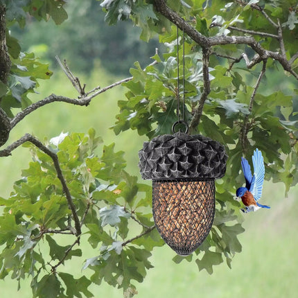 Black Acorn Bird Feeder Durable Antirust for Garden Yard Patio Decoration Use