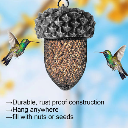 Black Acorn Bird Feeder Durable Antirust for Garden Yard Patio Decoration Use