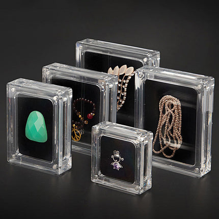 5PCS Acrylic Transparent Jewelry Display Case Necklace Earring Ring Bracelet