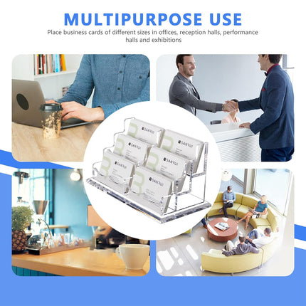 Acrylic Business Card Holder Desk Name Card Display Stand for Office Desk
