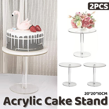 2PCS Acrylic Round Cake Stand Transparent Dessert Display Stand For Cakes