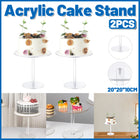 2PCS Acrylic Round Cake Stand Transparent Dessert Display Stand For Cakes