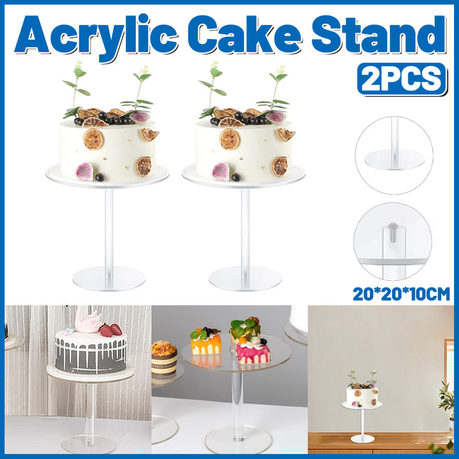 2PCS Acrylic Round Cake Stand Transparent Dessert Display Stand For Cakes