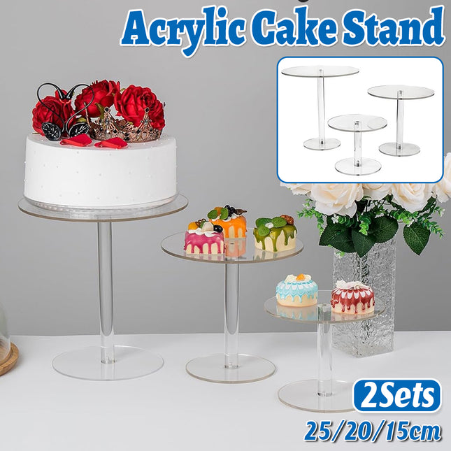 2set Acrylic Round Cake Stand Transparent Dessert Display Stand For Cakes