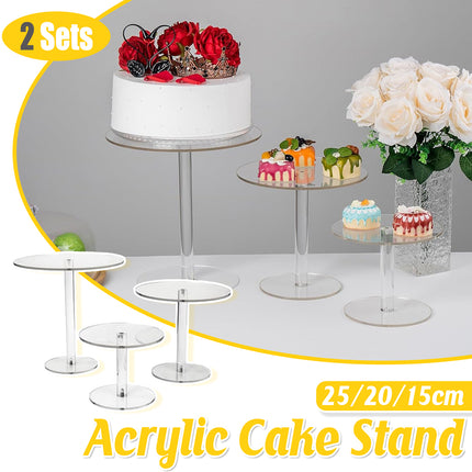 2set Acrylic Round Cake Stand Transparent Dessert Display Stand For Cakes