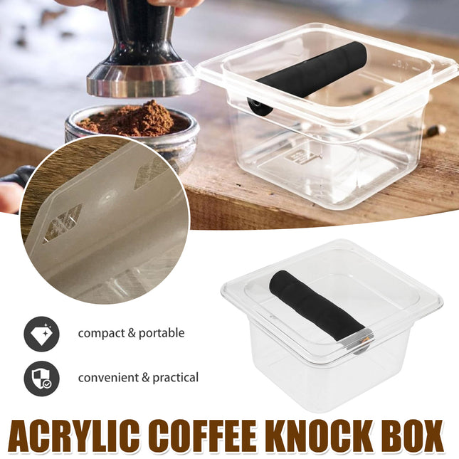 Coffee Knock Box Barista Dosing Station Clear Body Anti Slip Knock Bar Portable